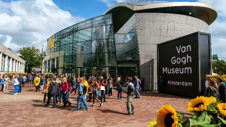 Tourists visiting the Van Gogh Museum