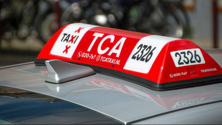 TCA roof sign on an Amsterdam taxi