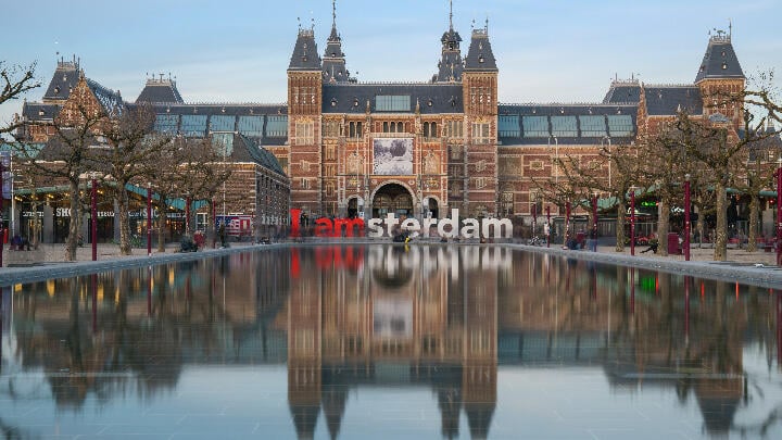Rijksmuseum reflected on calm water