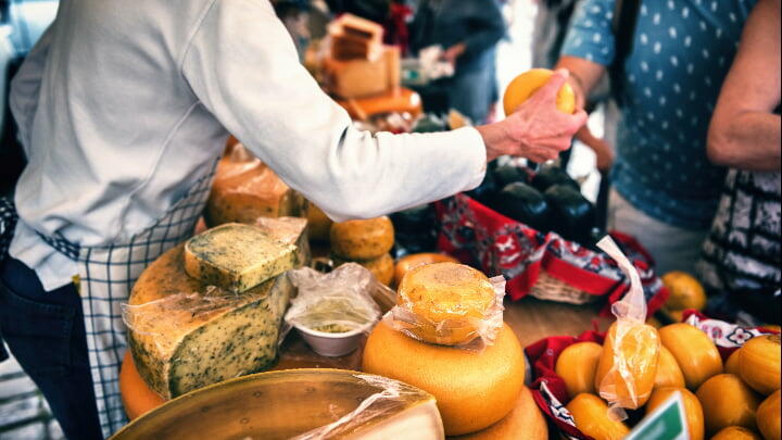 Cheese stall at a market in Amsterdam