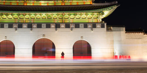 Korean palace at night