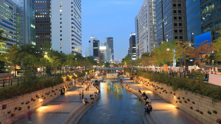 Cheonggyecheon Stream in central Seoul.