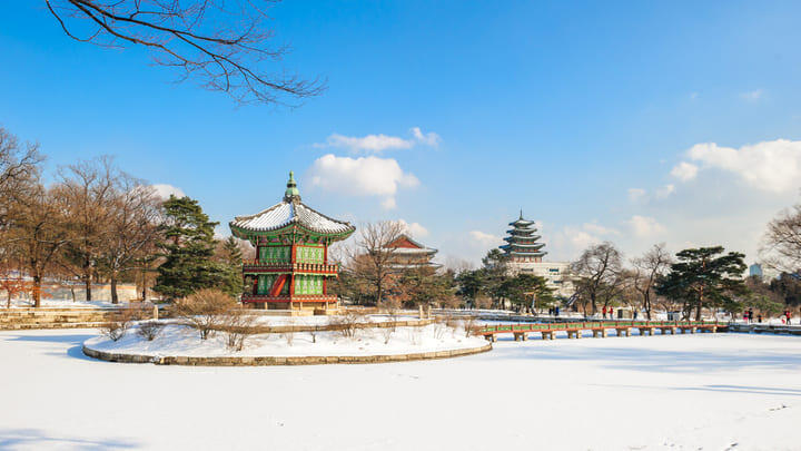 Hyangwonjeong Pavilion at Gyeongbokgung Palace.