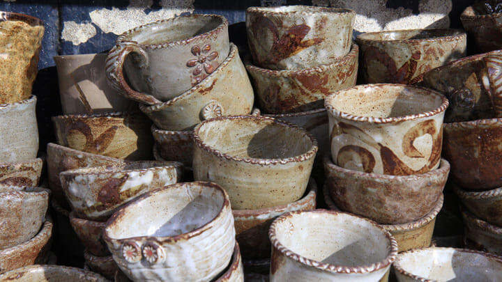 Traditional pottery for sale in Seoul's Insadong neighborhood.