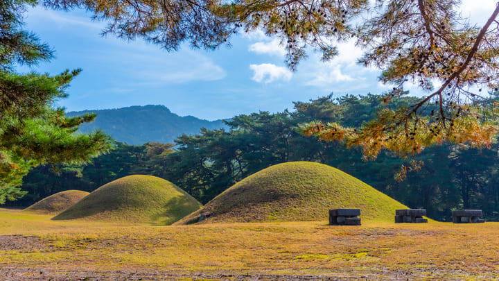 Medieval burial mounds at Samneung Park, Seoul.