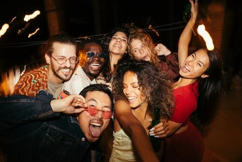 A group of friends enjoying a night out