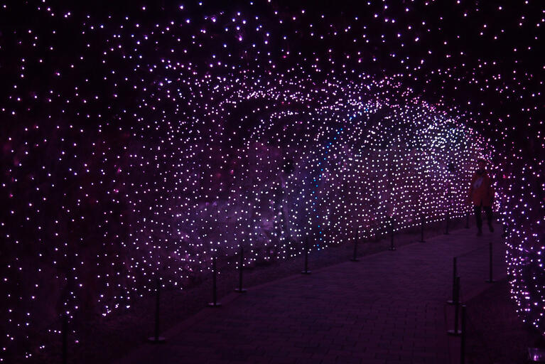 The tunnel of light at Gwangmyeong Cave, South Korea