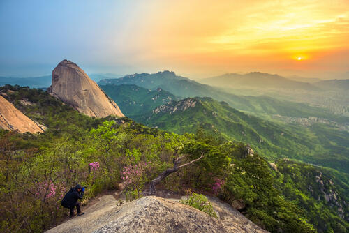 Sunrise view from Bukhansan National Park in Seoul
