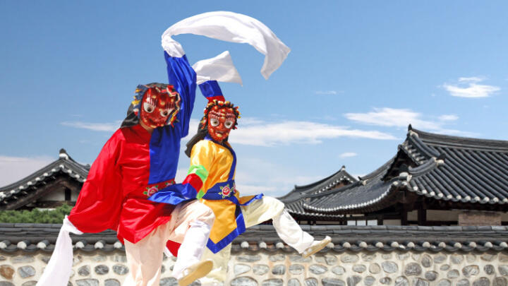 Chuseok dancers at the Korean Folk Village - Seoul in September