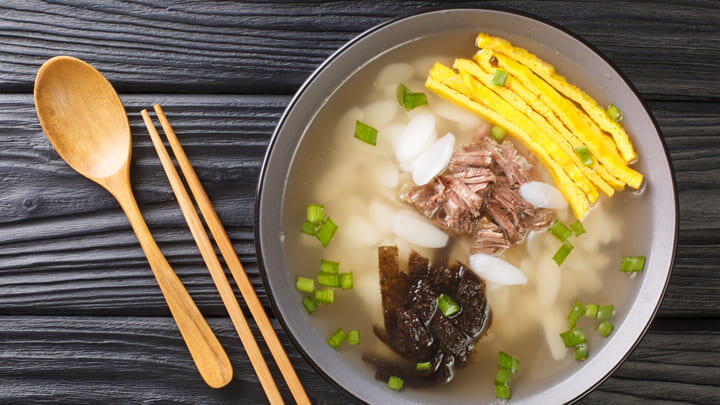 Rice cake soup – or tteokguk – a favourite during celebrations of the Lunar New Year.