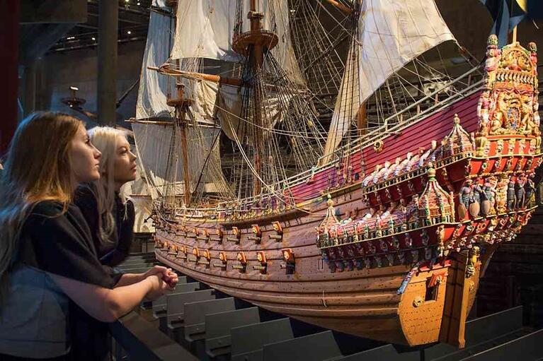Warship at the Vasa Museum at Djurgarden in Stockholm