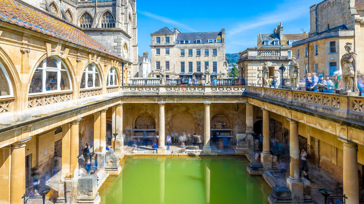 The Roman baths in the city of Bath, England