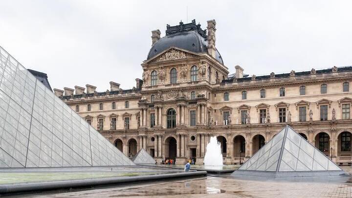 Exterior view of the Louvre Museum in Paris.