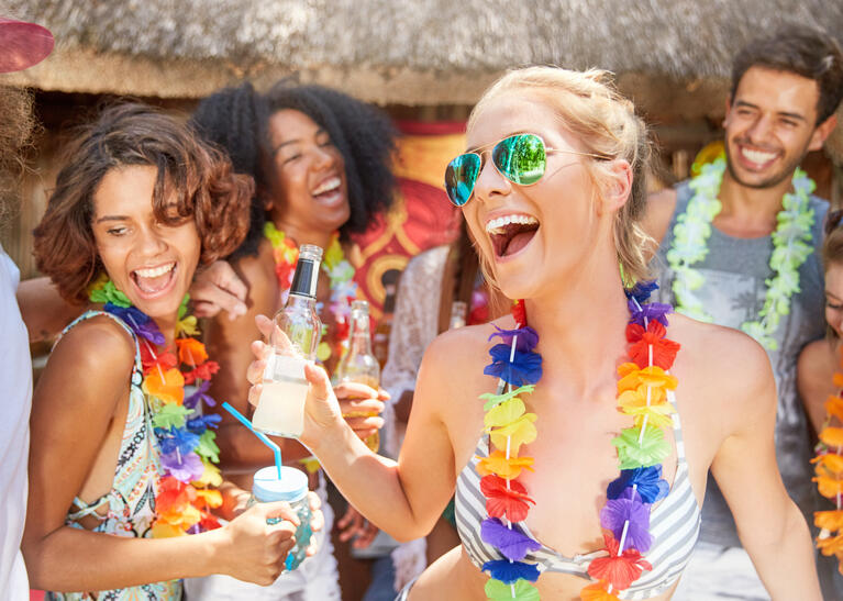 Young people have fun at a pool party in Vegas