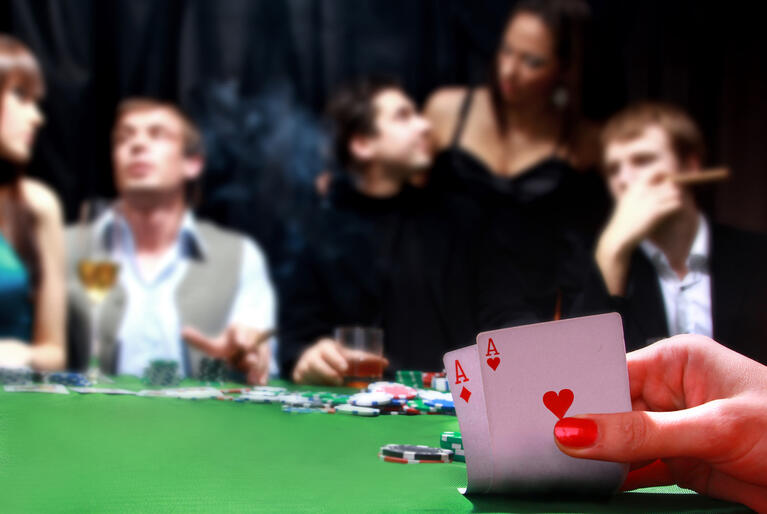 Enjoying a came of cards in a Vegas casino
