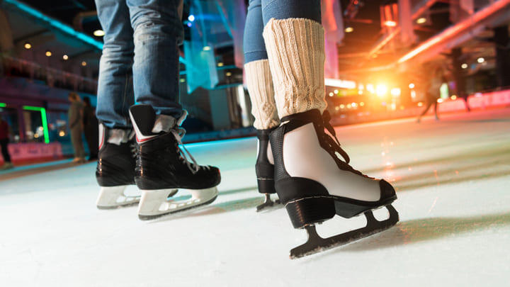 Two skaters taking to the ice
