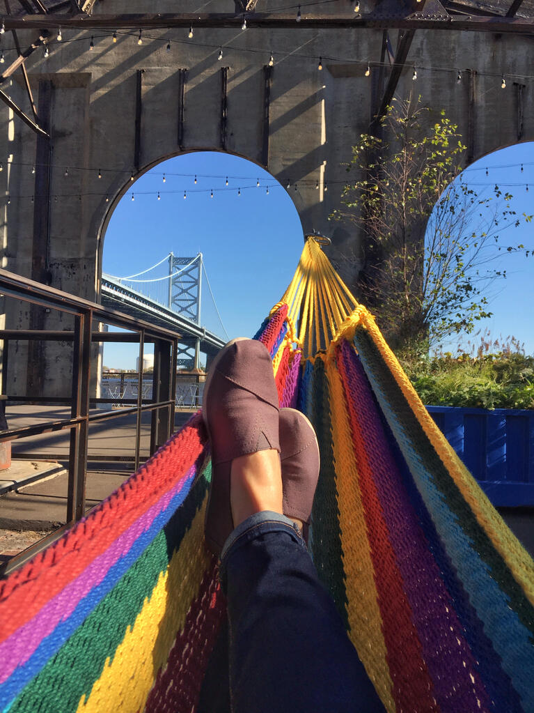 Relaxing in a hammock