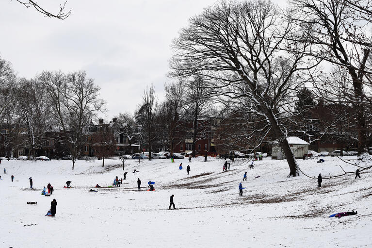 A snowy park in Philadelphia