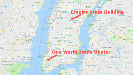 Where the Empire State Building is compared to One World Trade Center