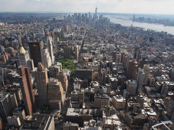 View from the Empire State Building looking south (at One World Trade Center)