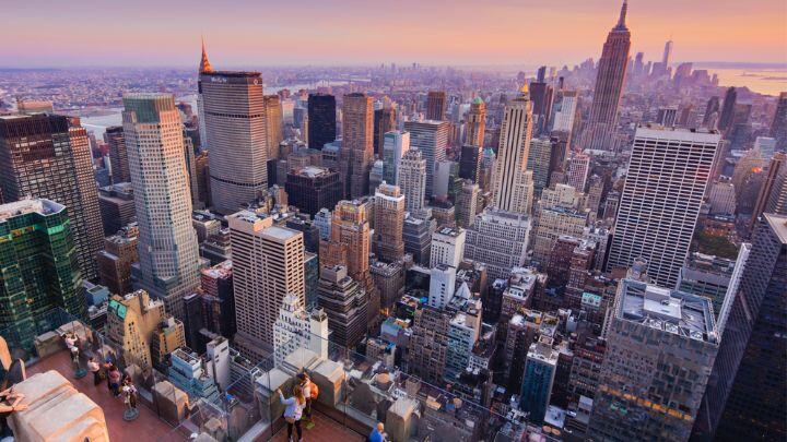 View of Manhattan from the sky deck of Top of The Rock at the Rockefeller Center