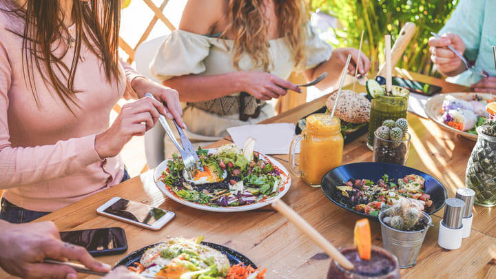 Group of friends enjoying brunch.