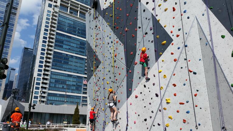 Climbing wall at Maggie Daley Park