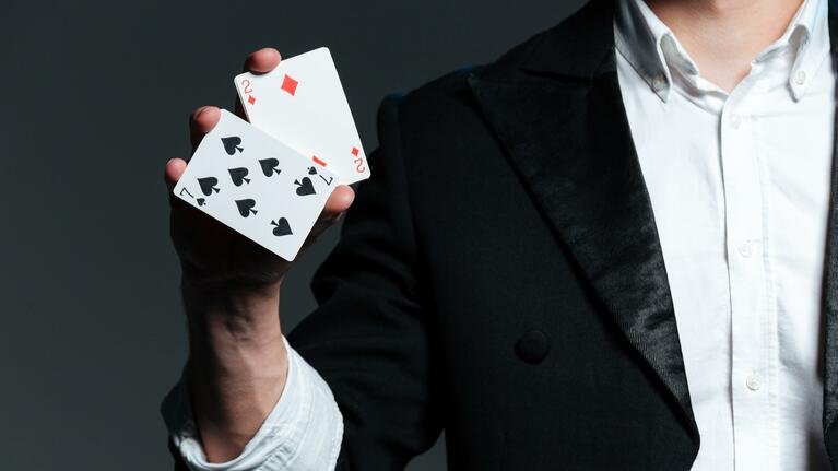 Close up of a magician's hands