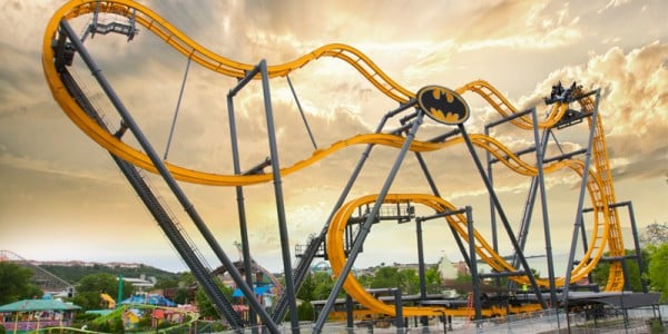A Batman-themed roller coaster at Six Flags Fiesta Texas.