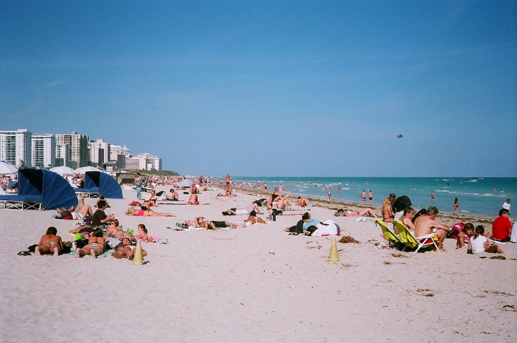 Crowds at South Beach in Miami