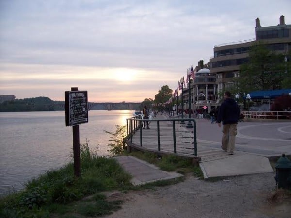 People and bikes love these paths along the Georgetown waterfront.