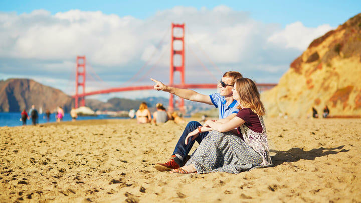 Playa en San Francisco con vistas al Golden Gate. Seguridad en San Francisco