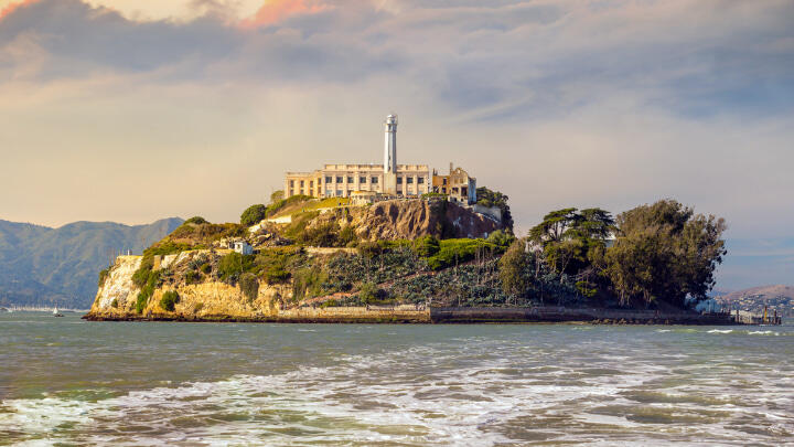Alcatraz Island viewed from the Bay