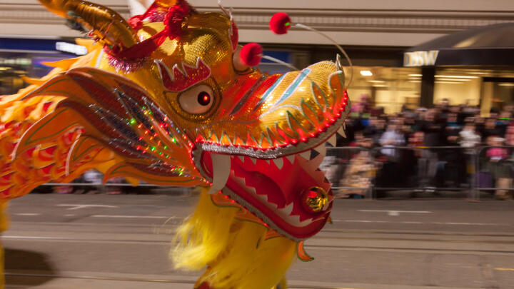 Head of the golden dragon parade fload