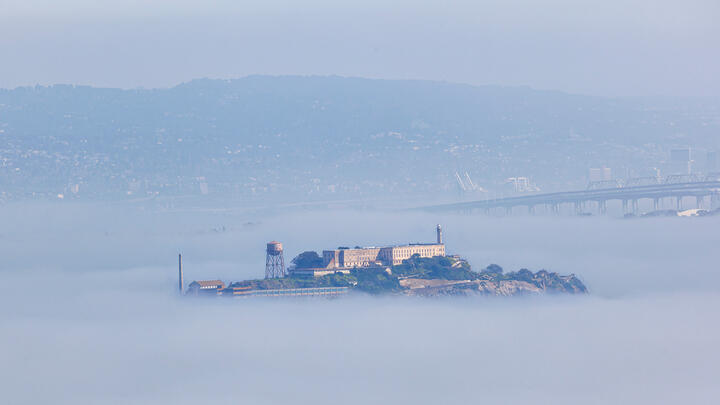 Alcatraz in the famous San Francisco fog