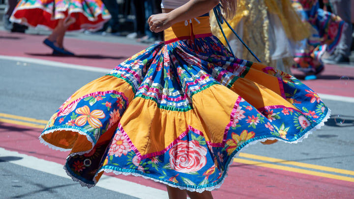 A colorful skirt at the Carnaval Festival in The Mission, San Francisco