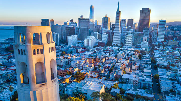 The Coit Tower in North Beach, San Francisco