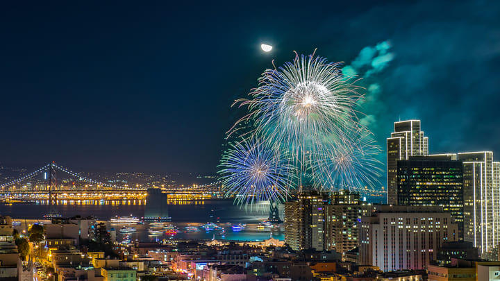Fireworks display over San Francisco
