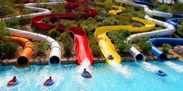 See who in the family is fastest on a multi-slide race at Knott's Soak City