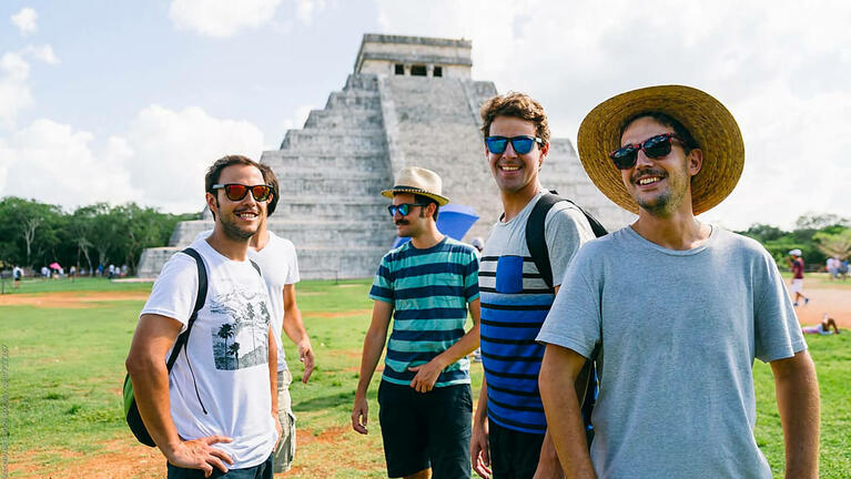 Friends check out the sights at Chichen Itza