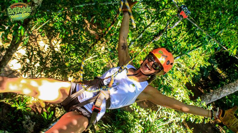 Zip-lining through the jungle at Extreme Park Cancun