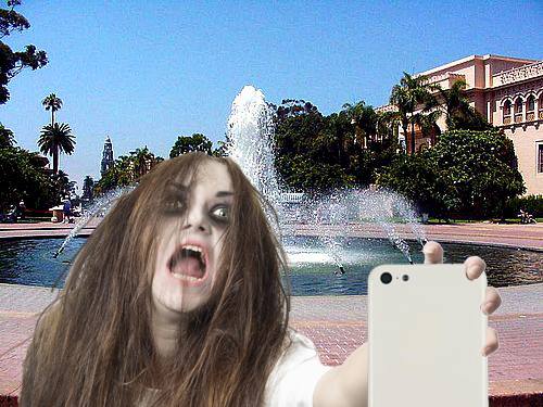 Beware zombies taking selfies at Balboa Park! Image credit: Balboa Park Facebook page.