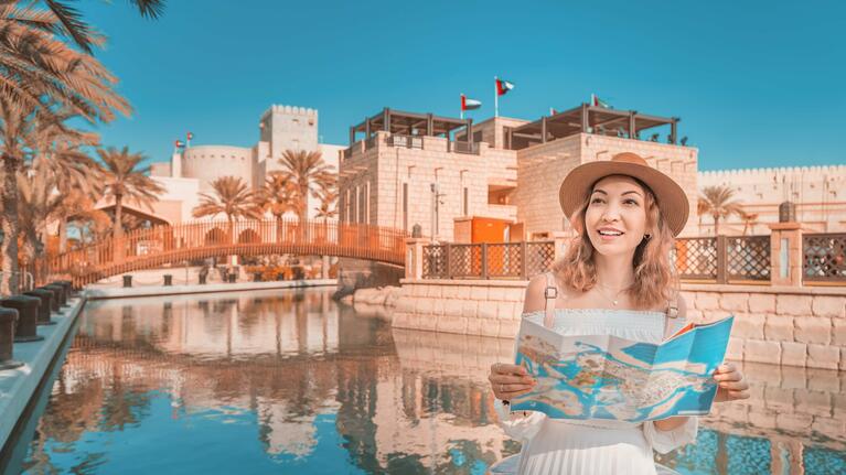 A tourist checks out her route through Jumeirah Dubai
