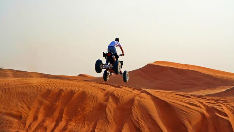 Quad bike in the deserts outside central Dubai