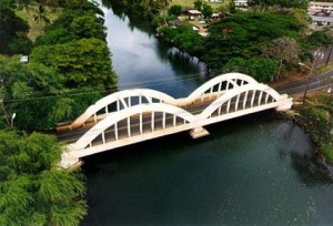 The famous Rainbow Bridge, named because of its distinctive double arch. (actual name is the Anahula Bridge)