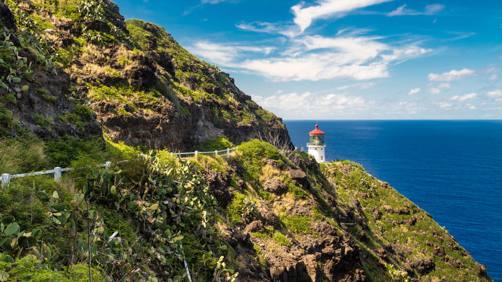 Makapuu Lighthouse on Oahu island, Hawaii.