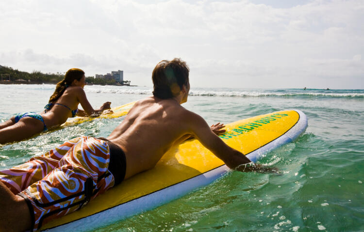 Waikiki Beach is a popular spot to go surfing