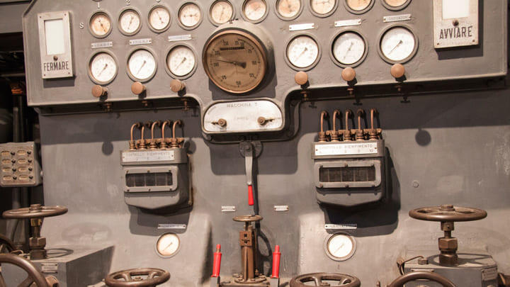 The industrial backdrop at the Centrale Montemartini museum in Rome
