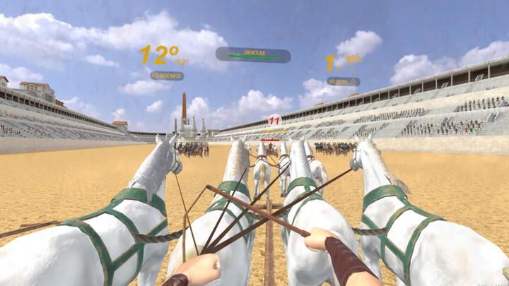 Virtual reality chariot race in the Circus Maximus