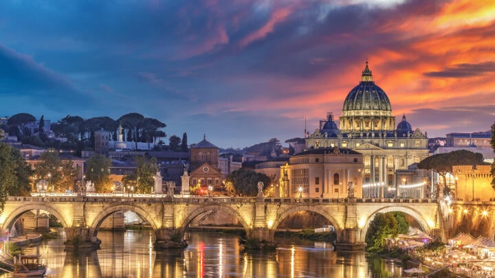 St. Peter's Basilica viewed from the Tiber